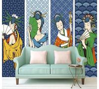 XLMING Dibujos Animados Dibujos A Mano Mujeres Guapas Canto Y Baile Personajes Cuarteto 3D Papel Pintado Tapiz Textura de Seda Oficina Comedor Sofá Dormitorio Sala Estar TV Fondo Pantalla-430cm×300cm