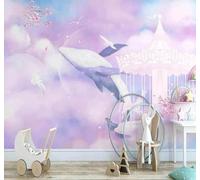 XLMING Dibujos Animados Estético Morado Burbujas Ballena 3D Papel Pintado Tapiz Textura de Seda Oficina Comedor Sofá Dormitorio Sala Estar TV Fondo Pantalla-150cm×105cm