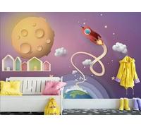 XLMING Dibujos Animados Estrellas Estrellas Nubes Creatividad 3D Papel Pintado Seda Texturizada Primera Calidad Sala De Estar Sofá Dormitorio Comedor Hogar Pared-300cm×210cm