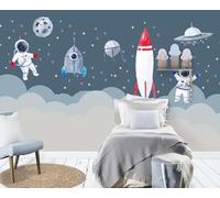 XLMING Dibujos Animados Estrellas Planetas Astronautas Creatividad 3D Papel Pintado Lujo Casa Sala Decoración Estar Comedor Sofá Dormitorio TV Fondo de Pared-150cm×105cm