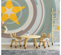 XLMING Dibujos Animados Geométrico Estrellas Arte Original Papel Pintado 3D Seda De Lujo Pared Estudio Comedor Sofa Dormitorio Madera Salon Tv Decorativo-250cm×170cm