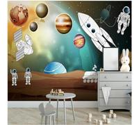 XLMING Dibujos Animados Hermoso Espacio Estrella Planeta Astronauta 3D Papel Pintado Tapiz Textura de Seda Oficina Comedor Sofá Dormitorio Sala Estar TV Fondo Pantalla-350cm×256cm