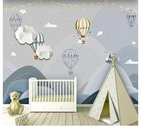 XLMING Dibujos Animados Minimalista Globo Aerostático Montaña Avión 3D Papel Pintado Tapiz Textura de Seda Oficina Comedor Sofá Dormitorio Sala Estar TV Fondo Pantalla-250cm×170cm