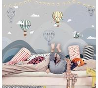 XLMING Dibujos Animados Minimalista Globos Aerostáticos Montañas Aviones 3D Papel Pintado Pared Premium Textura Seda Estudio Comedor Vinilos Dormitorio Sofás TV Cocina-400cm×280cm