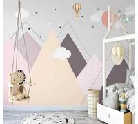 XLMING Dibujos Animados Nubes Blancas Estrellas Montaña Globo Aerostático 3D Papel Pintado Lujo Casa Sala Decoración Estar Comedor Sofá Dormitorio TV Fondo de Pared-150cm×105cm