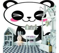XLMING Dibujos Animados Panda Animal Simple Dibujado A Mano 3D Papel Pintado Pared Premium Textura Seda Estudio Comedor Vinilos Dormitorio Sofás TV Cocina-200cm×140cm
