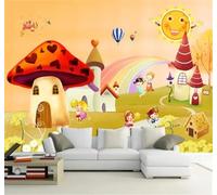 XLMING Dibujos Animados Tridimensional Casa De Setas Sol Globo Aerostático 3D Papel Pintado Pared Premium Textura Seda Estudio Comedor Vinilos Dormitorio Sofás TV Cocina-430cm×300cm