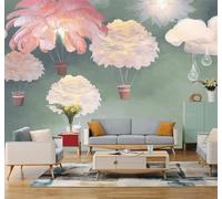 XLMING Dibujos Animados Tridimensional Rosa Globo Aerostático Nubes 3D Papel Pintado Pared Premium Textura Seda Estudio Comedor Vinilos Dormitorio Sofás TV Cocina-350cm×256cm