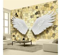 XLMING Dorado Geométrico Relieve Ángel Alas 3D Papel Pintado Lujo Casa Sala Decoración Estar Comedor Sofá Dormitorio TV Fondo de Pared-400cm×280cm