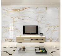 XLMING Efecto Mármol Blanco Dorado Abstracto Creativo 3D Papel Pintado Lujo Casa Sala Decoración Estar Comedor Sofá Dormitorio TV Fondo de Pared-430cm×300cm