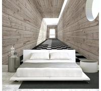 XLMING Efecto Tridimensional Vetas De Madera Pasillo Ampliación Visual Del Espacio 3D Papel Pintado Tapiz Textura de Seda Oficina Comedor Sofá Dormitorio Sala Estar TV Fondo Pantalla-430cm×300cm