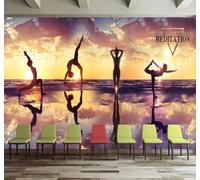 XLMING Ejercicio De Yoga Al Atardecer Etéreo 3D Papel Pintado Pared Premium Textura Seda Estudio Comedor Vinilos Dormitorio Sofás TV Cocina-350cm×256cm