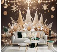 XLMING Elegancia Dorado Perlas Flores Copos De Nieve 3D Papel Pintado Tapiz Textura de Seda Oficina Comedor Sofá Dormitorio Sala Estar TV Fondo Pantalla-350cm×256cm