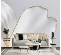 XLMING Elegancia Pétalos Blancos Bordes Dorados Minimalismo Arte 3D Papel Pintado Tapiz Textura de Seda Oficina Comedor Sofá Dormitorio Sala Estar TV Fondo Pantalla-430cm×300cm