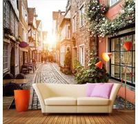 XLMING Elegante Lujoso Arquitectura Ciudad Calles Decoración 3D Papel Pintado Tapiz Textura de Seda Oficina Comedor Sofá Dormitorio Sala Estar TV Fondo Pantalla-300cm×210cm