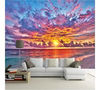 XLMING Elegante Paisaje De Playa Y Mar Al Atardecer 3D Papel Pintado Pared Premium Textura Seda Estudio Comedor Vinilos Dormitorio Sofás TV Cocina-300cm×210cm