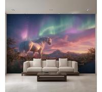 XLMING Elegante Tridimensional Cielo Estrellado Aurora Caballo Blanco 3D Papel Pintado Pared Premium Textura Seda Estudio Comedor Vinilos Dormitorio Sofás TV Cocina-150cm×105cm