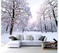 XLMING Elegante Tridimensional Invierno Bosque Paisaje Nevado 3D Papel Pintado Tapiz Textura de Seda Oficina Comedor Sofá Dormitorio Sala Estar TV Fondo Pantalla-430cm×300cm