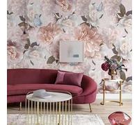 XLMING Elegantes Tridimensionales Flores Rosas Mariposas 3D Papel Pintado Tapiz Textura de Seda Oficina Comedor Sofá Dormitorio Sala Estar TV Fondo Pantalla-150cm×105cm