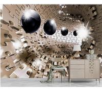 XLMING Esfera Negra Túnel Extensión Espacial Papel Pintado 3D Seda De Lujo Pared Estudio Comedor Sofa Dormitorio Madera Salon Tv Decorativo-430cm×300cm