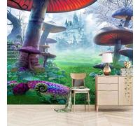 XLMING Estéreo Dreamy Castillo Mushroom Árbol Pradera 3D Papel Pintado Pared Premium Textura Seda Estudio Comedor Vinilos Dormitorio Sofás TV Cocina-400cm×280cm