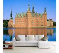 XLMING Estereoscópica Retro Castillo Arquitectura Reflexión Agua 3D Papel Pintado Pared Premium Textura Seda Estudio Comedor Vinilos Dormitorio Sofás TV Cocina-200cm×140cm