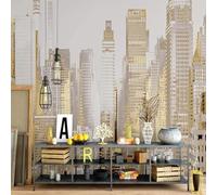 XLMING Estereoscópica Simple Gold City Arquitectura 3D Papel Pintado Seda Texturizada Primera Calidad Sala De Estar Sofá Dormitorio Comedor Hogar Pared-250cm×170cm