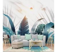 XLMING Estereoscópica Simple Planta Hojas Salida Del Sol 3D Papel Pintado Pared Premium Textura Seda Estudio Comedor Vinilos Dormitorio Sofás TV Cocina-400cm×280cm