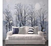 XLMING Estereoscópica Simple Woods Birds Art 3D Papel Pintado Seda Texturizada Primera Calidad Sala De Estar Sofá Dormitorio Comedor Hogar Pared-350cm×256cm