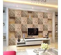 XLMING Estereoscópico Geométrico Relieve Arte Motivos Florales Patrones 3D Papel Pintado Tapiz Textura de Seda Oficina Comedor Sofá Dormitorio Sala Estar TV Fondo Pantalla-400cm×280cm