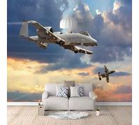 XLMING Estética Cielo Tridimensional Avión Blanco 3D Papel Pintado Pared Premium Textura Seda Estudio Comedor Vinilos Dormitorio Sofás TV Cocina-430cm×300cm