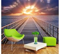 XLMING Estético Luz Del Sol Mar Pasillo Vistas Al Mar 3D Papel Pintado Pared Premium Textura Seda Estudio Comedor Vinilos Dormitorio Sofás TV Cocina-300cm×210cm