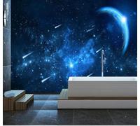 XLMING Estético Onírico Azul Planeta Universo Papel Pintado 3D Seda De Lujo Pared Estudio Comedor Sofa Dormitorio Madera Salon Tv Decorativo-200cm×140cm
