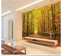 XLMING Estético Otoño Dorado Bosque Sendero 3D Papel Pintado Lujo Casa Sala Decoración Estar Comedor Sofá Dormitorio TV Fondo de Pared-250cm×170cm