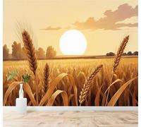 XLMING Estético Puesta De Sol Campos De Trigo Dorados Campo Paisaje Cálido 3D Papel Pintado Pared Premium Textura Seda Estudio Comedor Vinilos Dormitorio Sofás TV Cocina-150cm×105cm