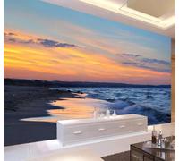 XLMING Estético Puesta De Sol Mar Playa Paisajes Naturales Papel Pintado 3D Seda De Lujo Pared Estudio Comedor Sofa Dormitorio Madera Salon Tv Decorativo-300cm×210cm