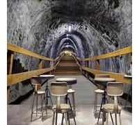 XLMING Estilo Industrial Túnel Escalera De Madera Espacio Extensión 3D Papel Pintado Lujo Casa Sala Decoración Estar Comedor Sofá Dormitorio TV Fondo de Pared-430cm×300cm