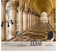 XLMING Estilo Retro Arquitectura Pasillo Amplitud Del Espacio Columnas Romanas 3D Papel Pintado Tapiz Textura de Seda Oficina Comedor Sofá Dormitorio Sala Estar TV Fondo Pantalla-300cm×210cm