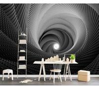 XLMING Extensión Espacial Abstracta De Túnel Negro 3D Papel Pintado Lujo Casa Sala Decoración Estar Comedor Sofá Dormitorio TV Fondo de Pared-350cm×256cm