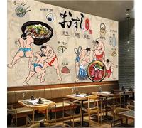 XLMING Figuras Retro Dibujadas A Mano Lucha De Sumo Restaurante De Comida 3D Papel Pintado Tapiz Textura de Seda Oficina Comedor Sofá Dormitorio Sala Estar TV Fondo Pantalla-430cm×300cm