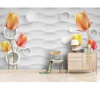 XLMING Flor Estéreo Simple Círculo Geométrico 3D Papel Pintado Pared Premium Textura Seda Estudio Comedor Vinilos Dormitorio Sofás TV Cocina-250cm×170cm