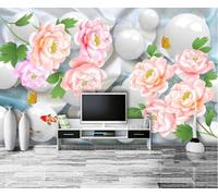 XLMING Flores Rosas Tridimensionales Esferas Mariposas 3D Papel Pintado Tapiz Textura de Seda Oficina Comedor Sofá Dormitorio Sala Estar TV Fondo Pantalla-430cm×300cm