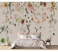 XLMING Flores Y Pájaros Botánicos Retro Pintados A Mano 3D Papel Pintado Tapiz Textura de Seda Oficina Comedor Sofá Dormitorio Sala Estar TV Fondo Pantalla-200cm×140cm