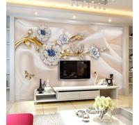 XLMING Frescura Elegancia Delicadeza Joyas Swan Flores Mariposas 3D Papel Pintado Tapiz Textura de Seda Oficina Comedor Sofá Dormitorio Sala Estar TV Fondo Pantalla-200cm×140cm