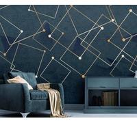 XLMING Geométrico Abstracto Vintage Creativo Dorado 3D Papel Pintado Tapiz Textura de Seda Oficina Comedor Sofá Dormitorio Sala Estar TV Fondo Pantalla-150cm×105cm