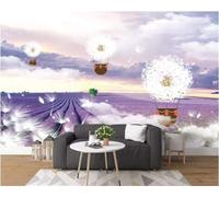 XLMING Globo Aerostático Tridimensional Con Dientes De León Lavanda Morada 3D Papel Pintado Tapiz Textura de Seda Oficina Comedor Sofá Dormitorio Sala Estar TV Fondo Pantalla-300cm×210cm