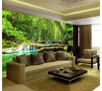 XLMING Grande Verde Bosque Agua Paraíso 3D Papel Pintado Lujo Casa Sala Decoración Estar Comedor Sofá Dormitorio TV Fondo de Pared-350cm×256cm