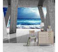 XLMING Gris Arquitectura Espacio Mar Cielo Azul 3D Papel Pintado Lujo Casa Sala Decoración Estar Comedor Sofá Dormitorio TV Fondo de Pared-350cm×256cm