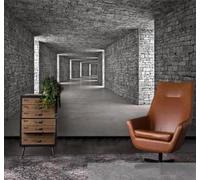 XLMING Gris Pared De Ladrillo Ampliación Del Espacio Túnel Bar 3D Papel Pintado Lujo Casa Sala Decoración Estar Comedor Sofá Dormitorio TV Fondo de Pared-430cm×300cm