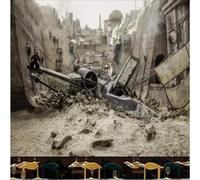 XLMING Guerra Ciudad Ruinas Aviones Juegos Arquitectura 3D Papel Pintado Tapiz Textura de Seda Oficina Comedor Sofá Dormitorio Sala Estar TV Fondo Pantalla-400cm×280cm